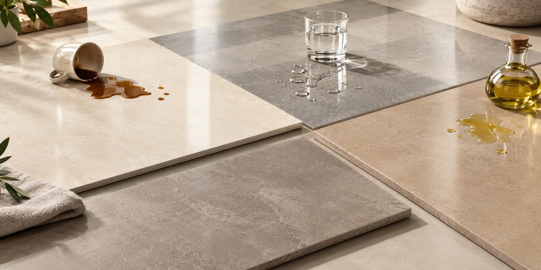 Stain resistant ceramic and vitrified tiles
