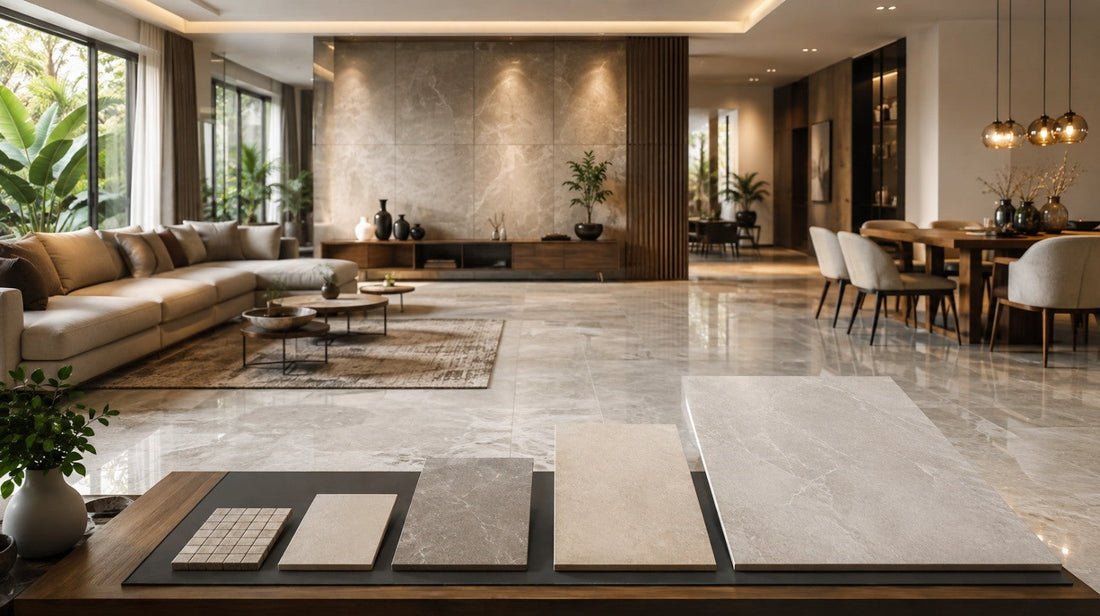 Tile size guide showing different tile sizes for modern interiors
