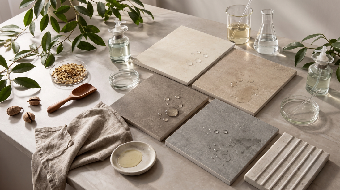 Premium ceramic and porcelain tiles demonstrating chemical resistance